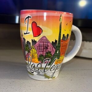 Robin Ruth I love Las Vegas pink white colorful coffee mug tea cup spoon holder‌
